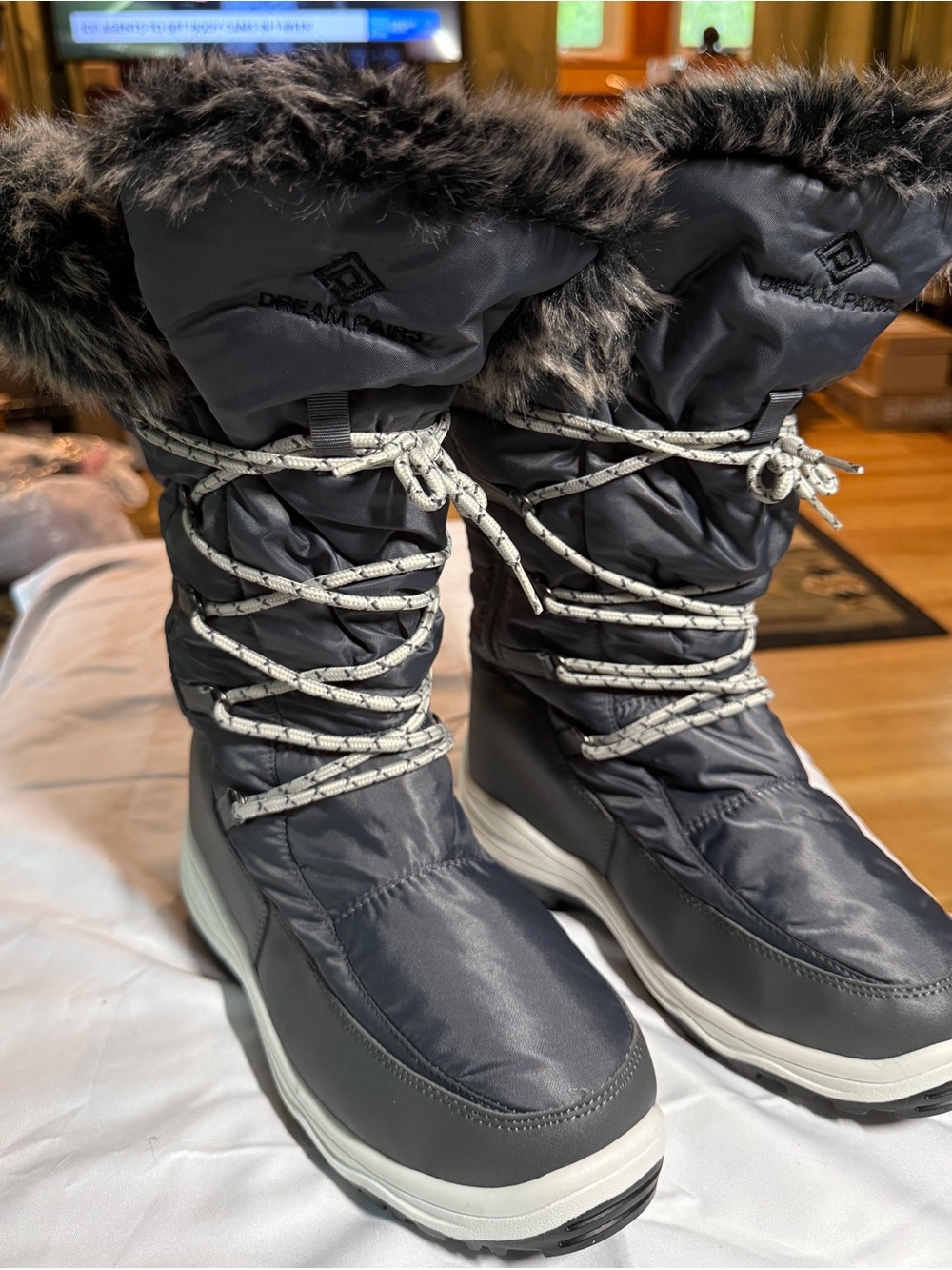 Dream Pairs "Maine" Grey Mid-Calf Winter Snow Boots Size 9